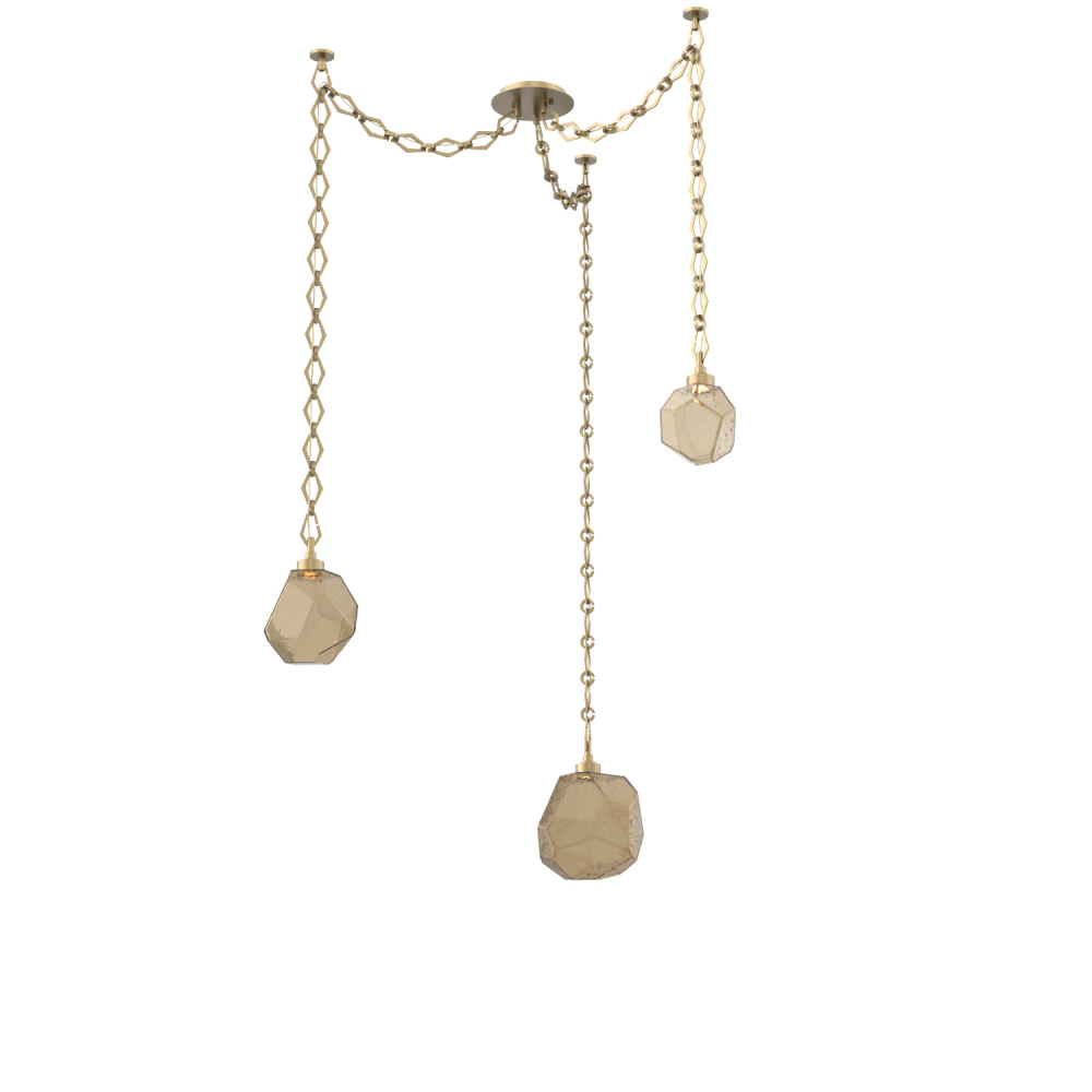 Gem Round Chain 3pc Swag Multi-Pendant