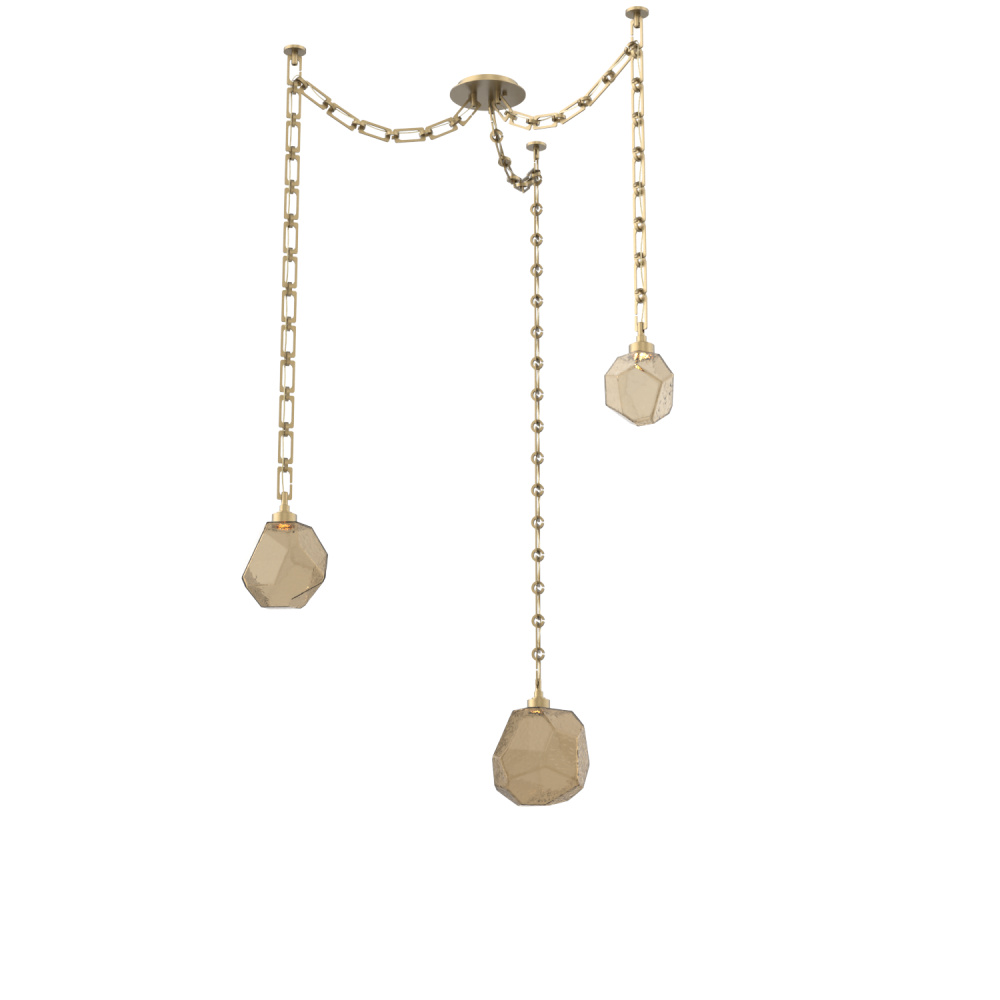 Gem Round Chain 3pc Swag Multi-Pendant