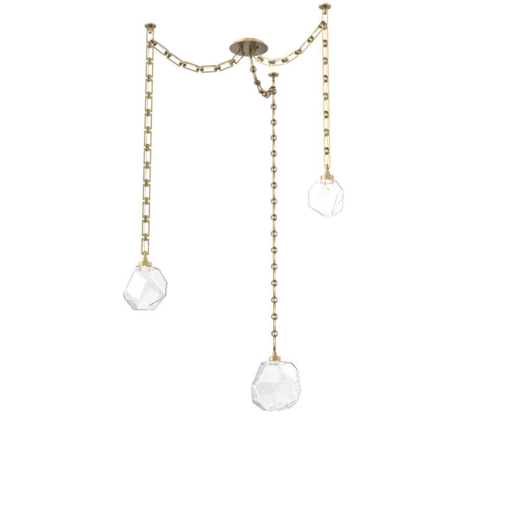 Gem Multi Light Pendant Multi Port Canopy Gilded Brass