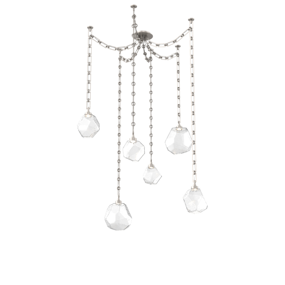 Gem Multi Light Pendant Multi Port Canopy Beige Silver