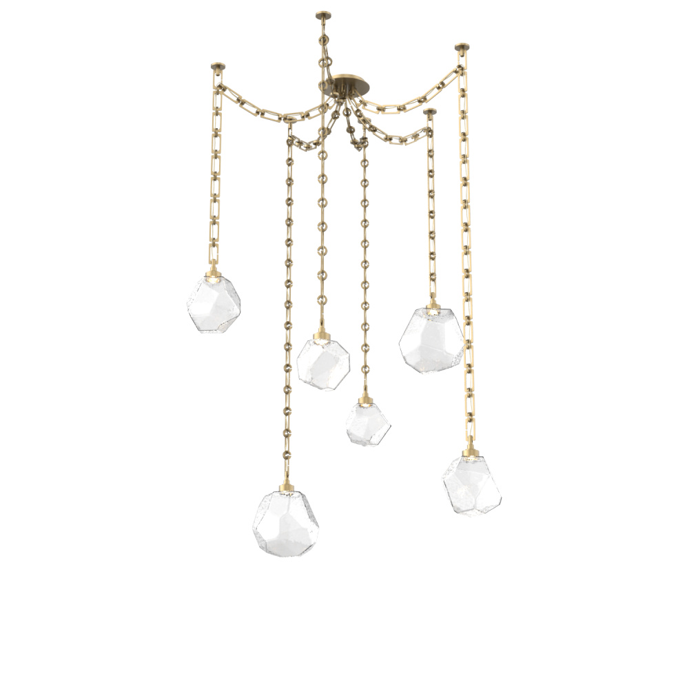 Gem Multi Light Pendant Multi Port Canopy Gilded Brass