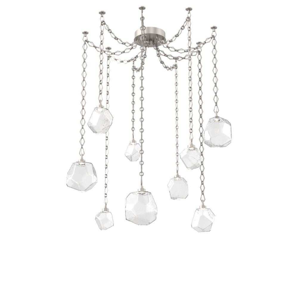 Gem Multi Light Pendant Multi Port Canopy Beige Silver