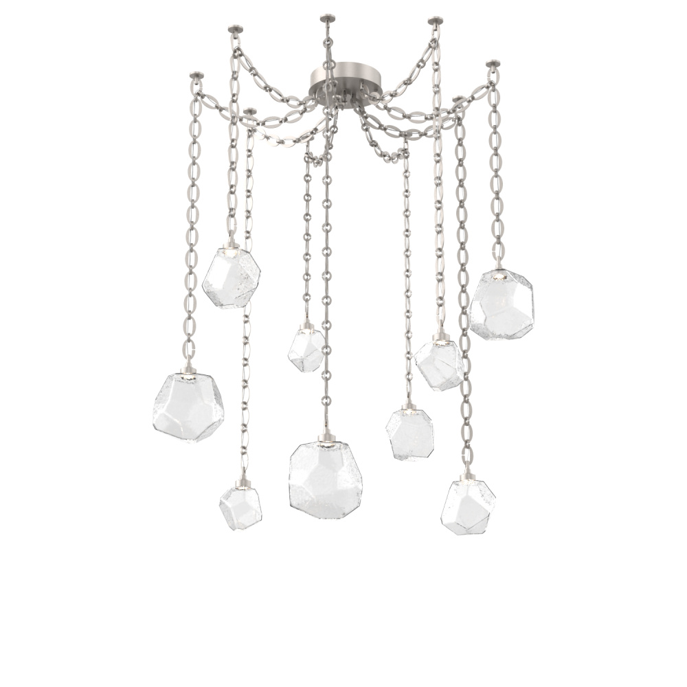 Gem Multi Light Pendant Multi Port Canopy Beige Silver