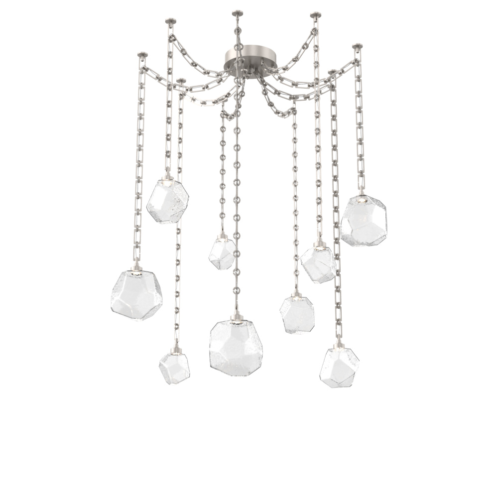 Gem Multi Light Pendant Multi Port Canopy Beige Silver