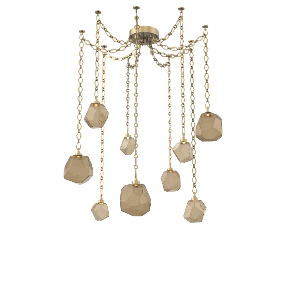 Gem Multi Light Pendant Multi Port Canopy Gilded Brass