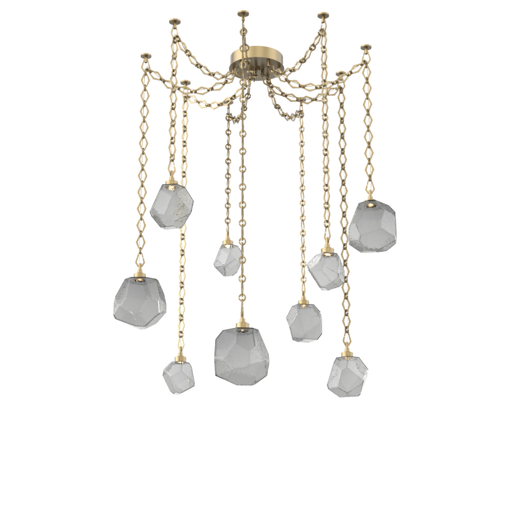 Gem Multi Light Pendant Multi Port Canopy Gilded Brass