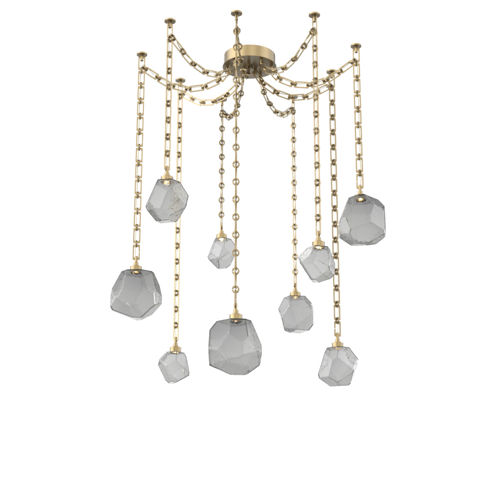 Gem Multi Light Pendant Multi Port Canopy Gilded Brass
