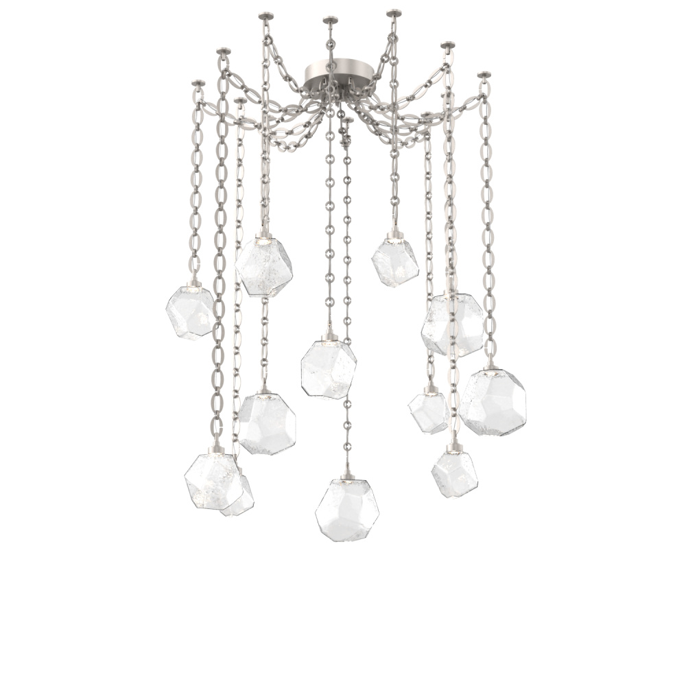 Gem Multi Light Pendant Multi Port Canopy Beige Silver