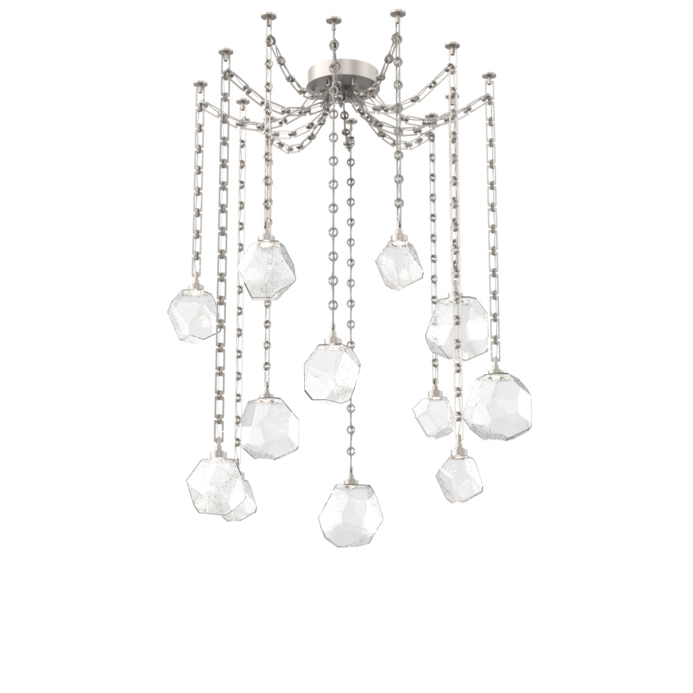 Gem Multi Light Pendant Multi Port Canopy Beige Silver