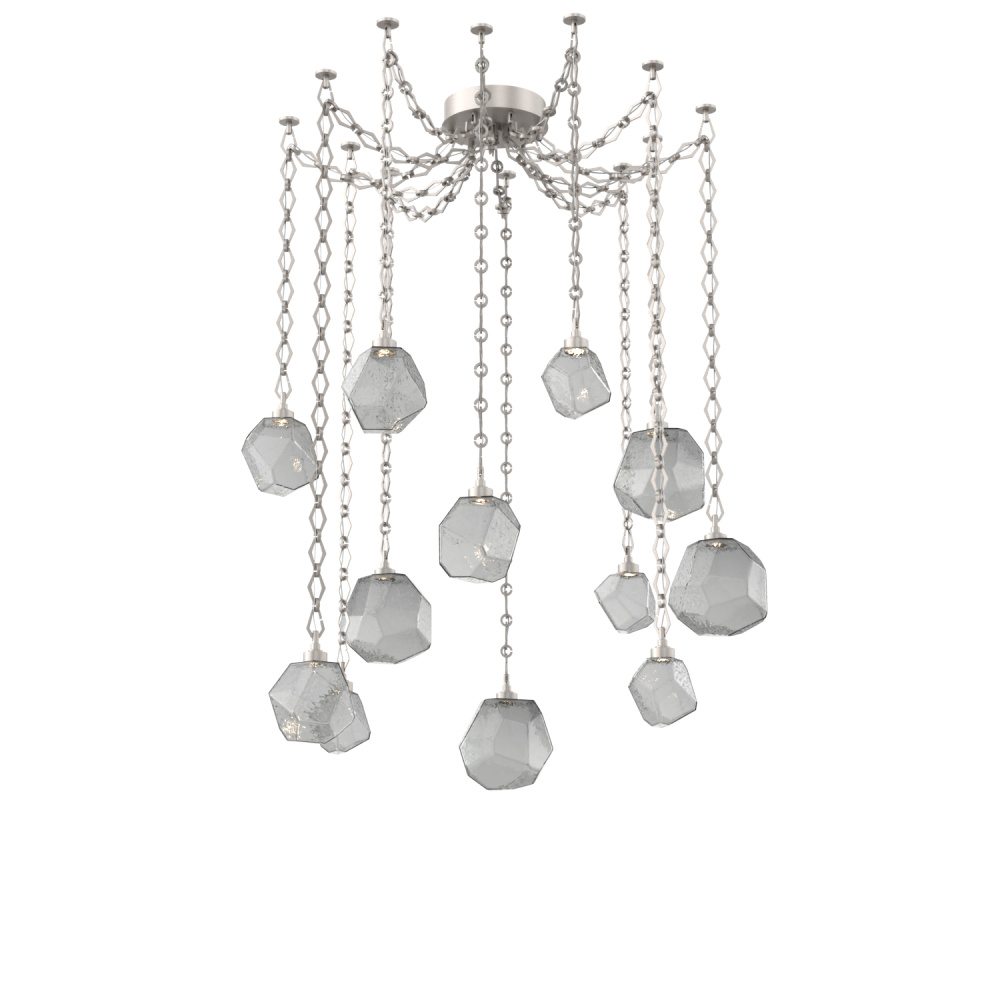 Gem Multi Light Pendant Multi Port Canopy Beige Silver