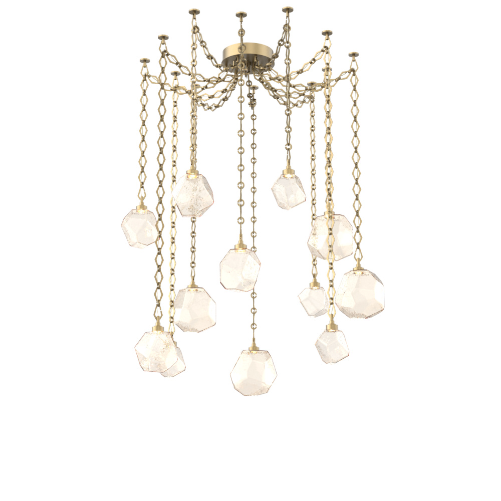 Gem Multi Light Pendant Multi Port Canopy Gilded Brass