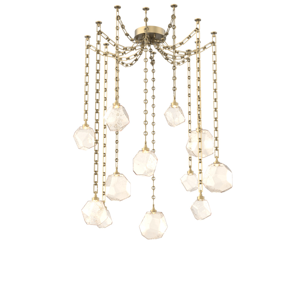 Gem Multi Light Pendant Multi Port Canopy Gilded Brass