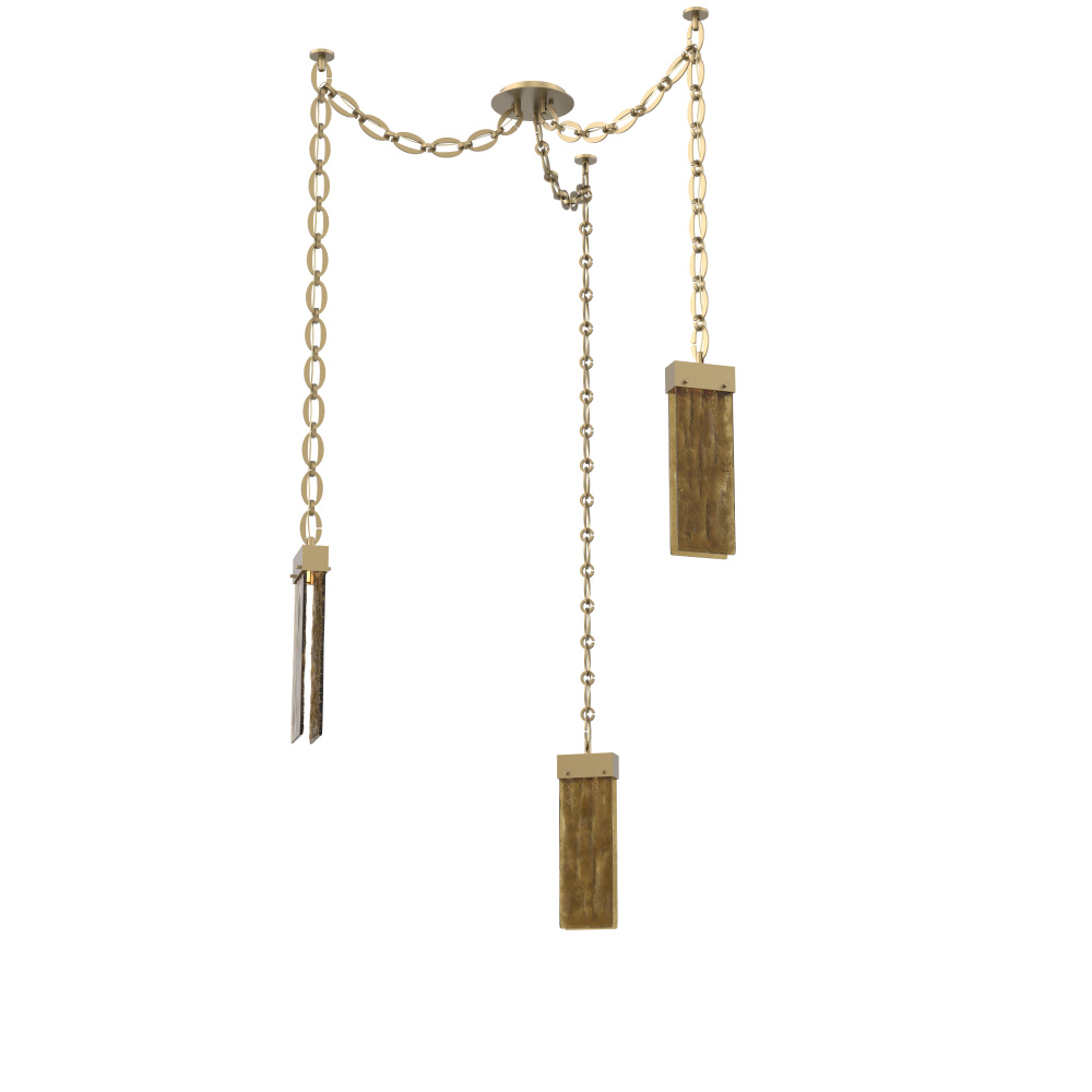Parallel Multi Light Pendant Multi Port Canopy Gilded Brass