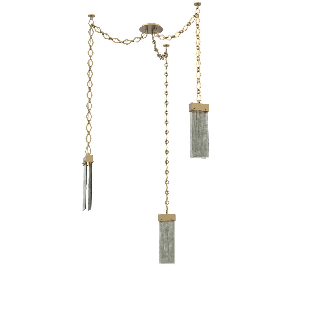 Parallel Multi Light Pendant Multi Port Canopy Gilded Brass