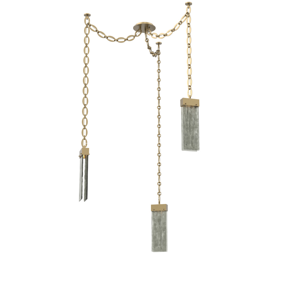 Parallel Multi Light Pendant Multi Port Canopy Gilded Brass