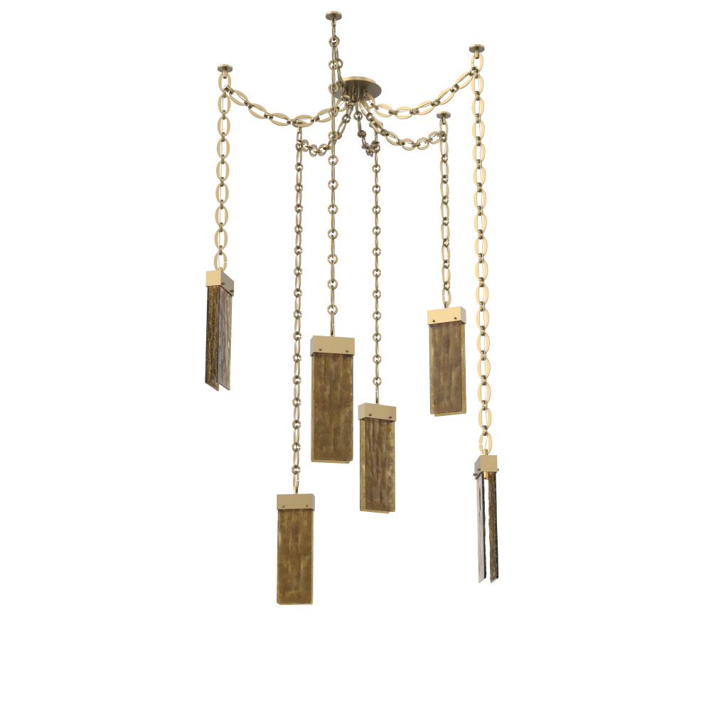 Parallel Multi Light Pendant Multi Port Canopy Gilded Brass