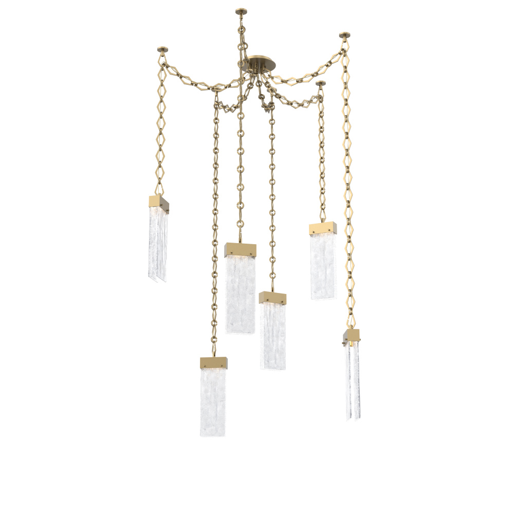 Parallel Multi Light Pendant Multi Port Canopy Gilded Brass