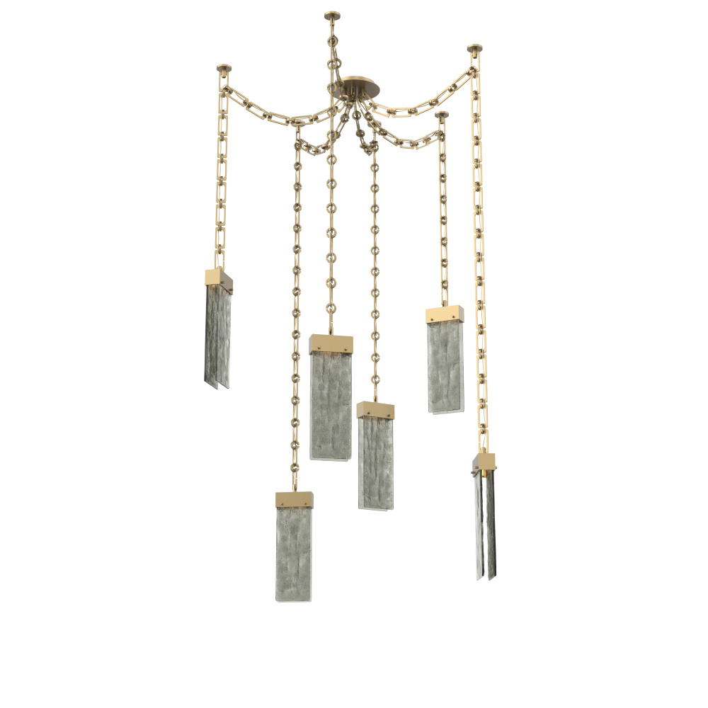 Parallel Multi Light Pendant Multi Port Canopy Gilded Brass