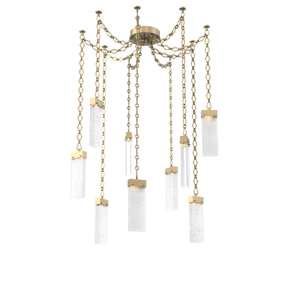 Parallel Multi Light Pendant Multi Port Canopy Gilded Brass