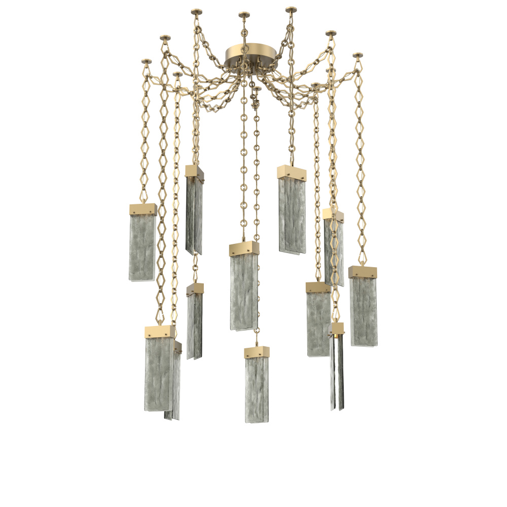 Parallel Multi Light Pendant Multi Port Canopy Gilded Brass