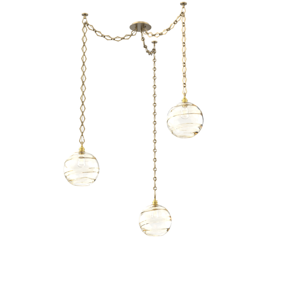 Terra Multi Light Pendant Multi Port Canopy Gilded Brass