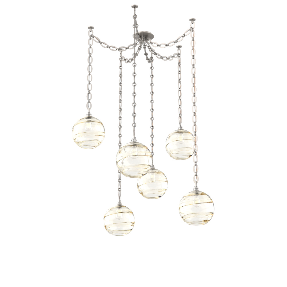 Terra Multi Light Pendant Multi Port Canopy Beige Silver