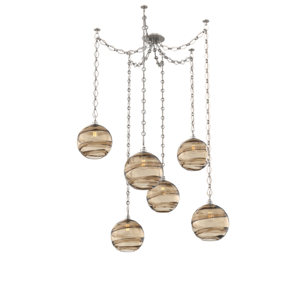 Terra Multi Light Pendant Multi Port Canopy Beige Silver