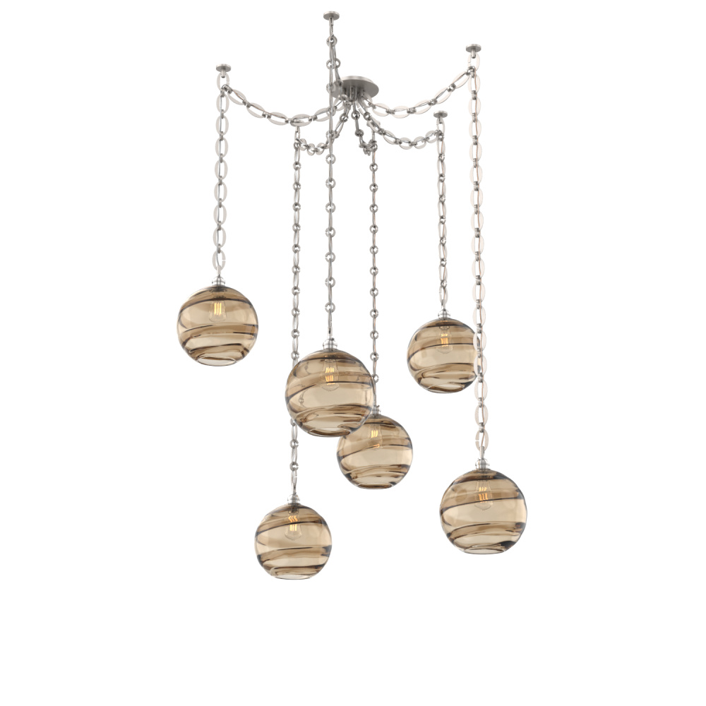 Terra Multi Light Pendant Multi Port Canopy Beige Silver