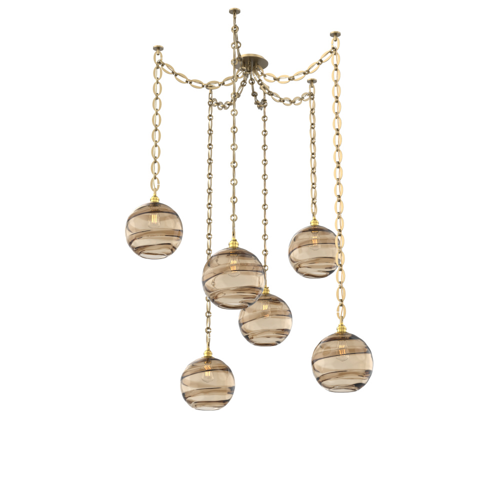 Terra Multi Light Pendant Multi Port Canopy Gilded Brass