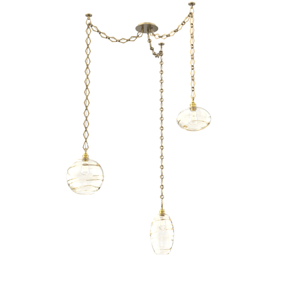 Misto Multi Light Pendant Multi Port Canopy Gilded Brass