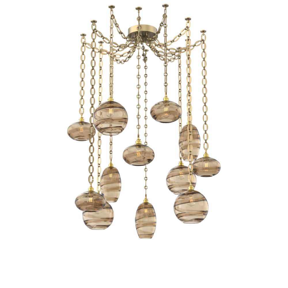 Misto Multi Light Pendant Multi Port Canopy Gilded Brass