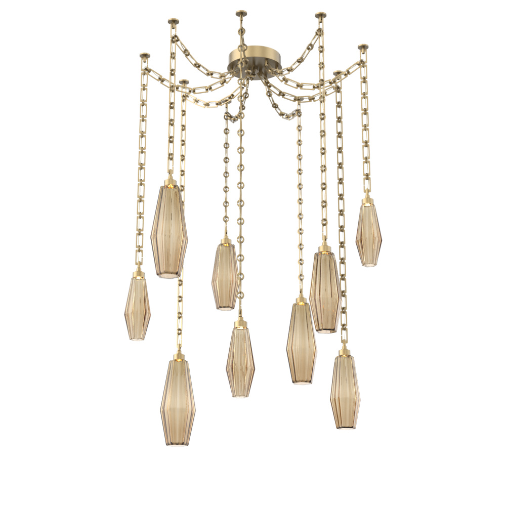 Aalto Multi Light Pendant Multi Port Canopy Gilded Brass
