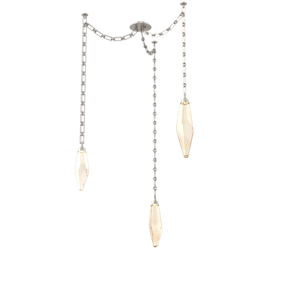 Rock Crystal Round Chain 3pc Swag Multi-Pendant