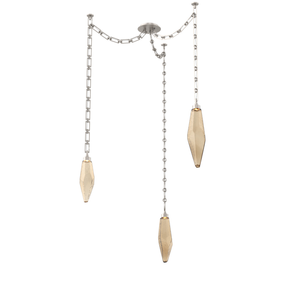 Rock Crystal Round Chain 3pc Swag Multi-Pendant