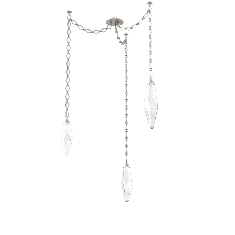 Rock Crystal Round Chain 3pc Swag Multi-Pendant