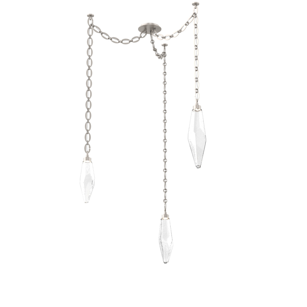 Rock Crystal Round Chain 3pc Swag Multi-Pendant