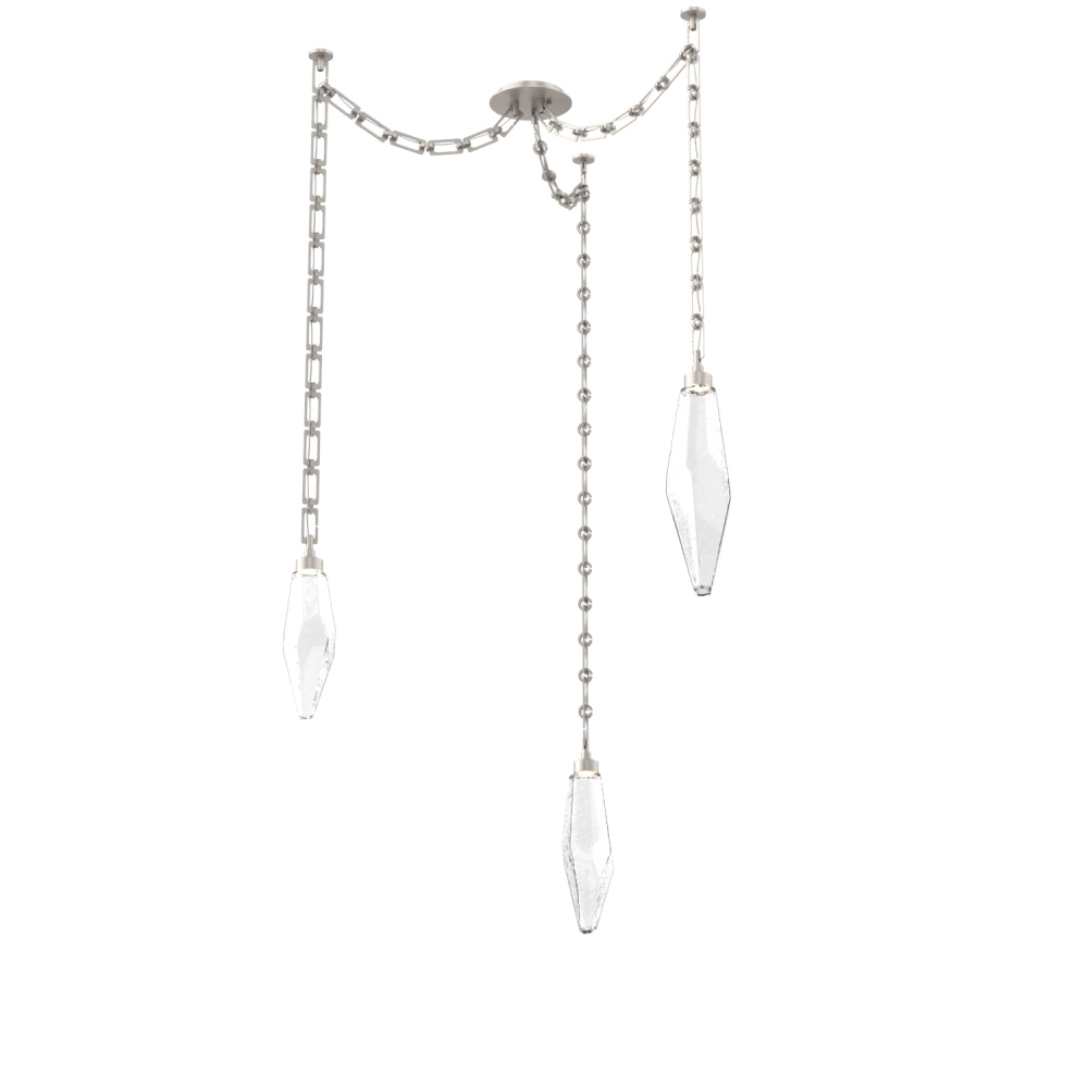 Rock Crystal Round Chain 3pc Swag Multi-Pendant