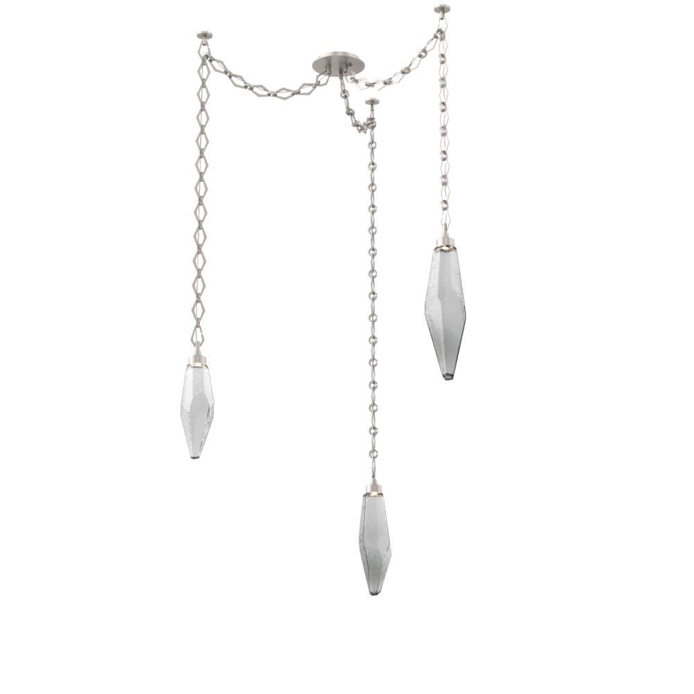 Rock Crystal Round Chain 3pc Swag Multi-Pendant