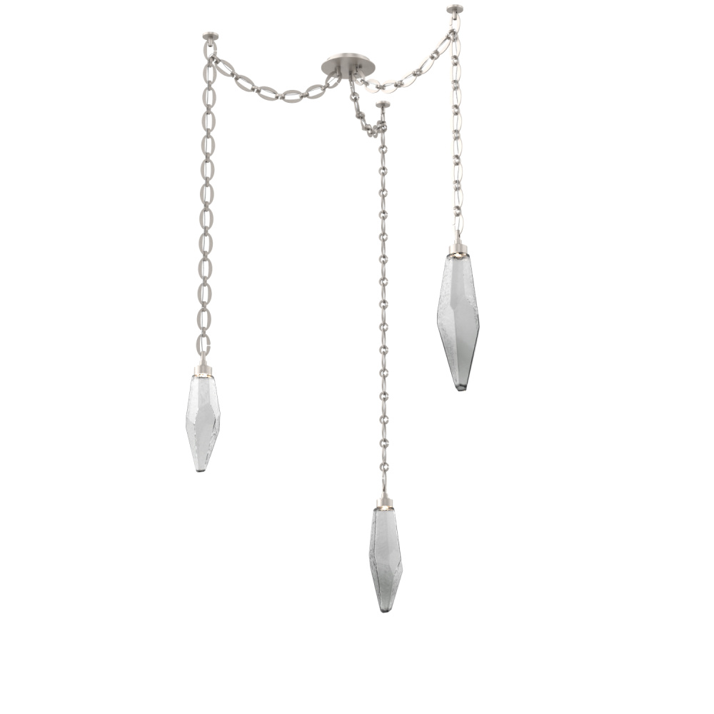 Rock Crystal Round Chain 3pc Swag Multi-Pendant