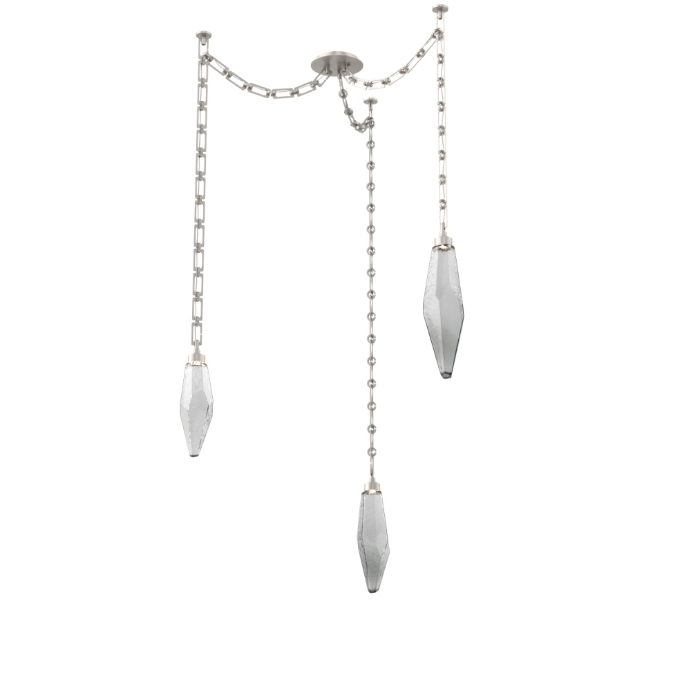 Rock Crystal Round Chain 3pc Swag Multi-Pendant