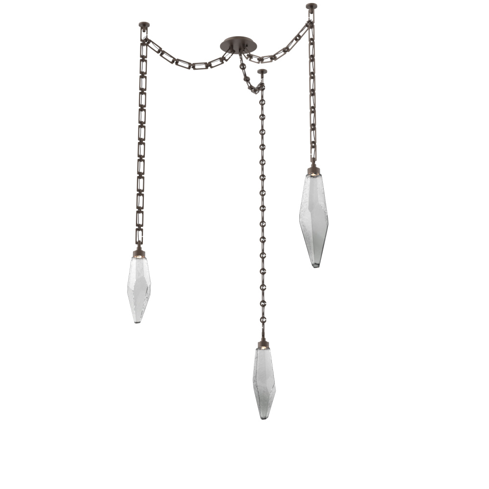 Rock Crystal Round Chain 3pc Swag Multi-Pendant