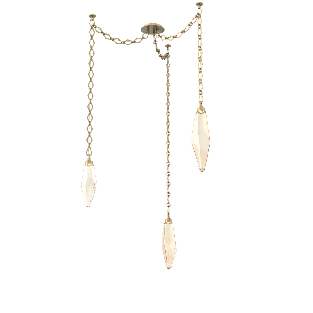 Rock Crystal Multi Light Pendant Multi Port Canopy Gilded Brass
