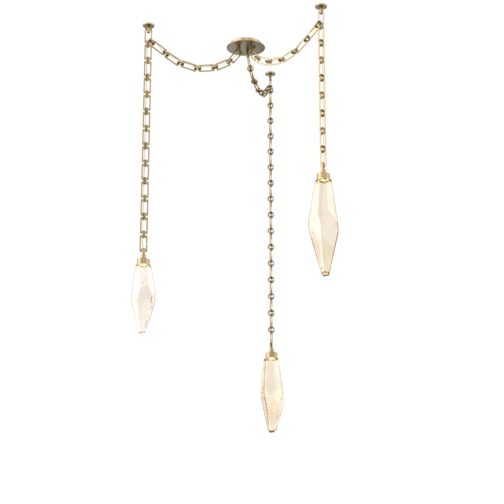 Rock Crystal Round Chain 3pc Swag Multi-Pendant