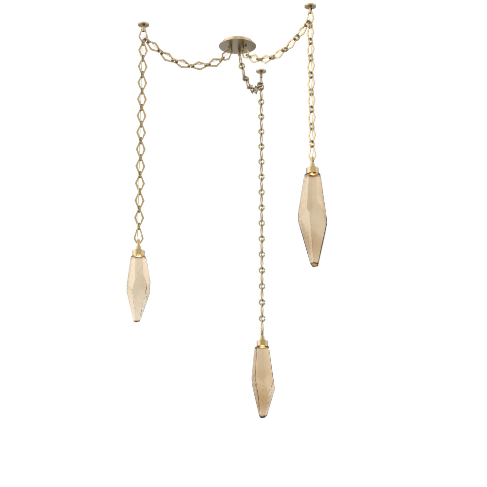 Rock Crystal Round Chain 3pc Swag Multi-Pendant