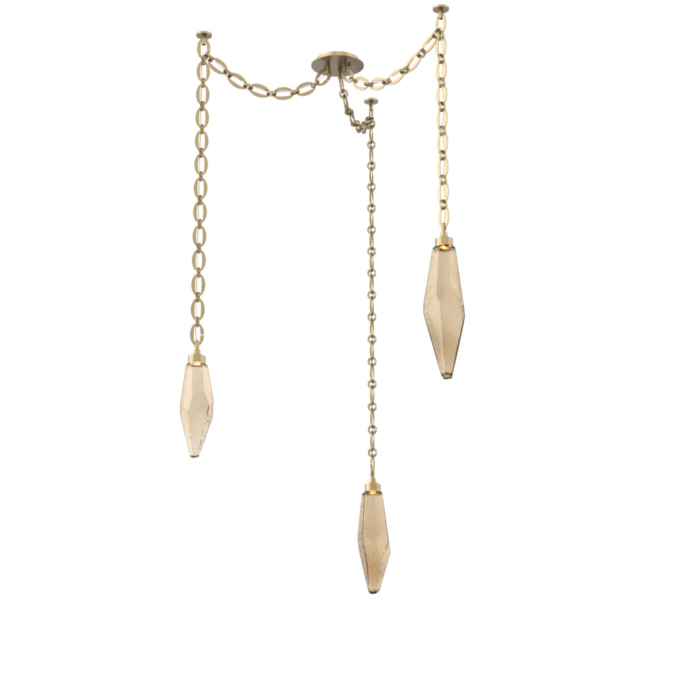 Rock Crystal Round Chain 3pc Swag Multi-Pendant