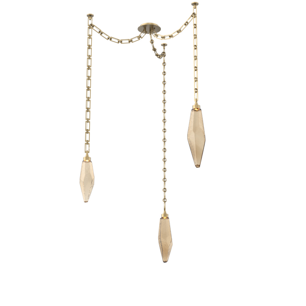 Rock Crystal Round Chain 3pc Swag Multi-Pendant