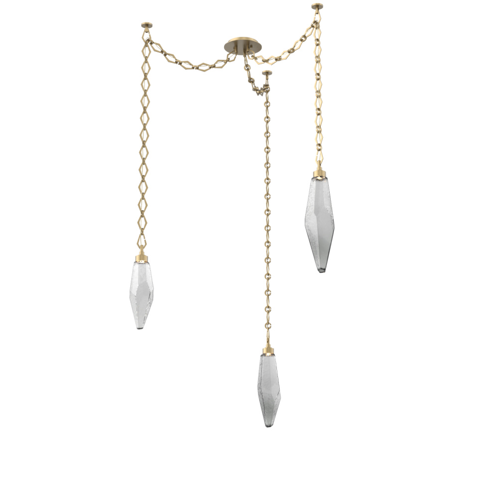 Rock Crystal Round Chain 3pc Swag Multi-Pendant