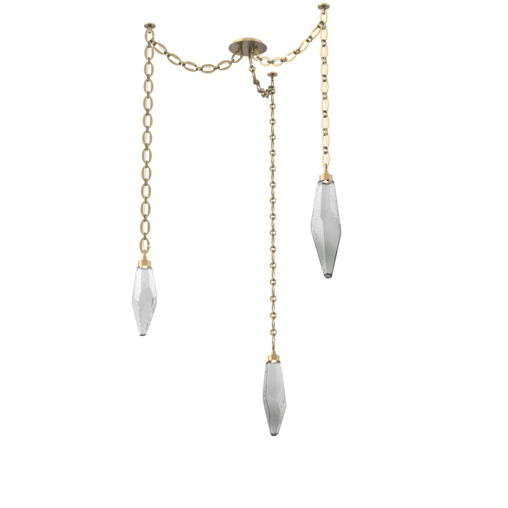 Rock Crystal Round Chain 3pc Swag Multi-Pendant