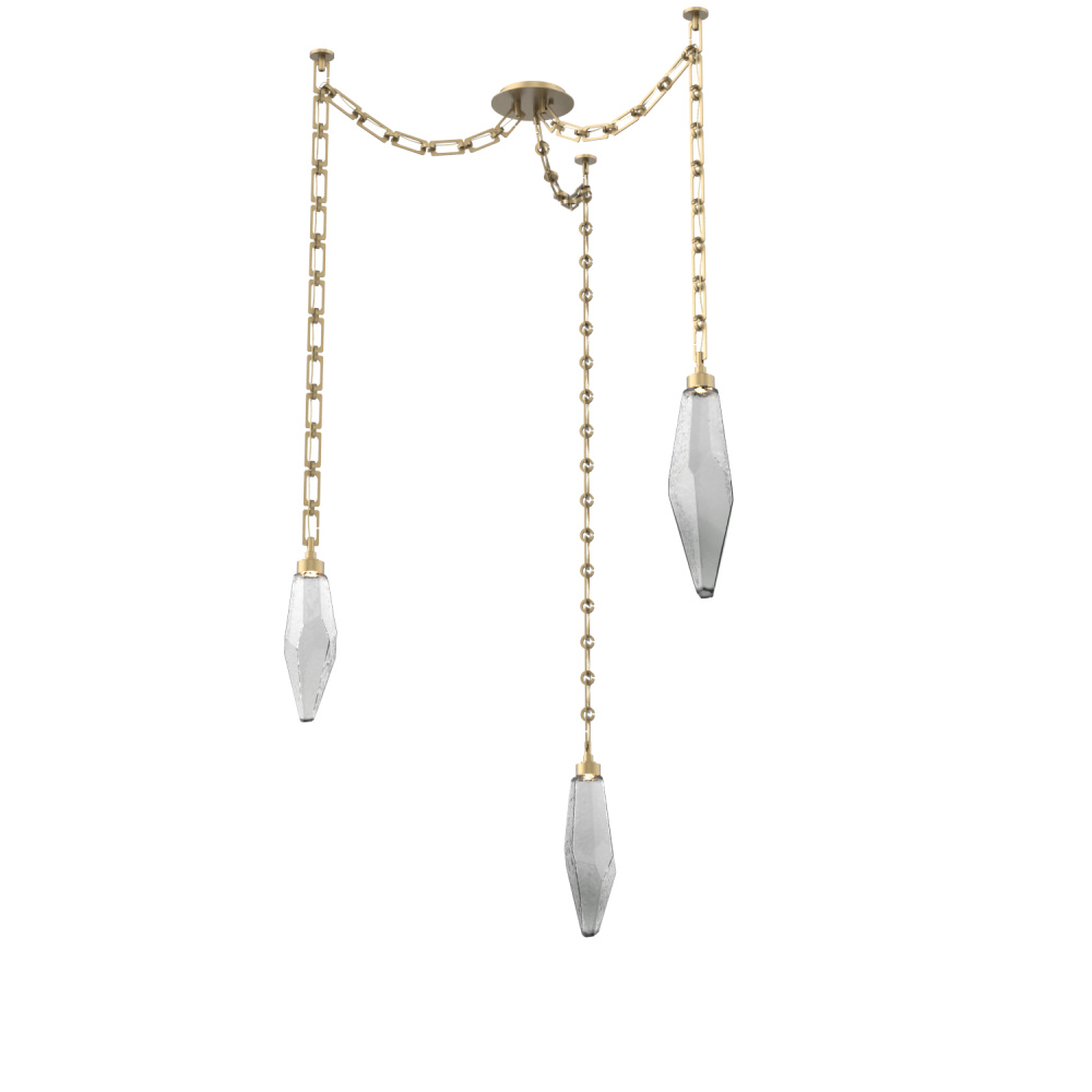 Rock Crystal Round Chain 3pc Swag Multi-Pendant