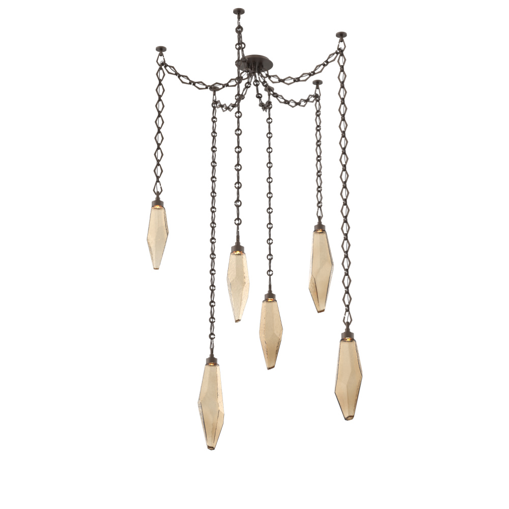 Rock Crystal Multi Light Pendant Multi Port Canopy Flat Bronze